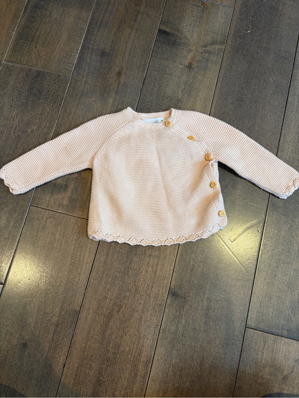Zara Light Pink Knit Baby Sweater with Button Detail